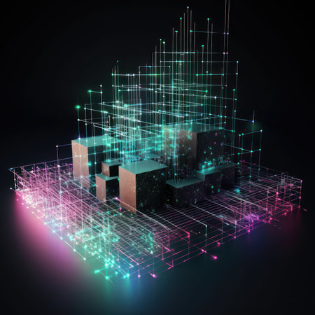 abstract 3d illustration of technology background, high-tech conceptの素材