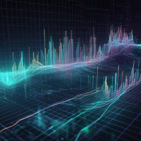financial chart on a dark background, 3d rendering toned imageの素材