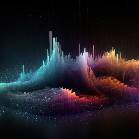 Futuristic technology wave background design with glowing lines and bokehの素材