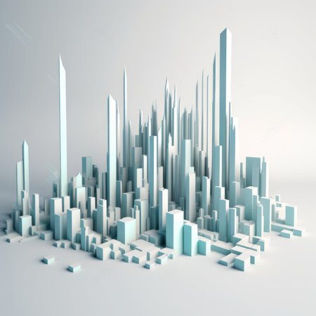 Abstract 3d rendering of city skyscrapers. digital illustration.の素材