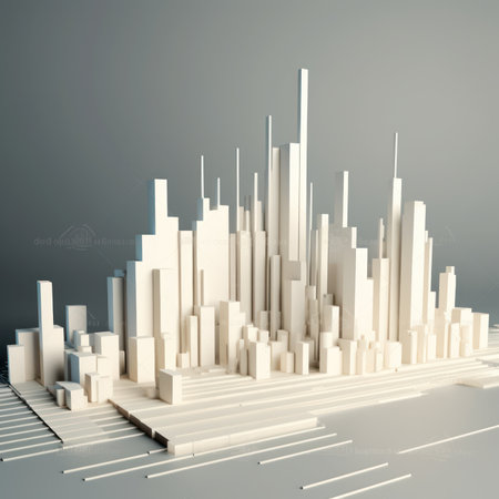 3d rendering of a cityscape with skyscrapers in the backgroundの素材