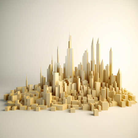 3d illustration of skyscrapers in the city. 3d renderingの素材