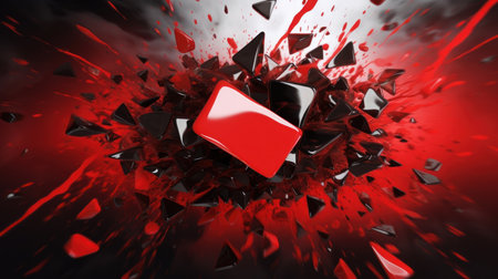 3d illustration of red cube with one red cube in center over black backgroundの素材