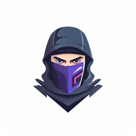 Vector illustration of a hacker in a mask isolated on a white background.の素材