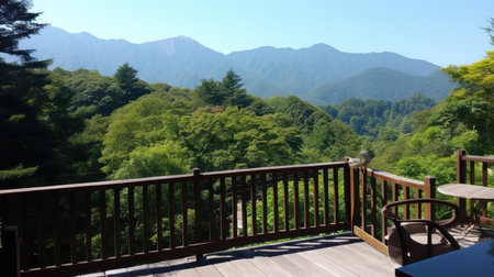 View from the terrace of a restaurantの素材