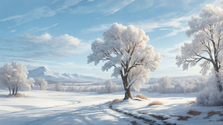 Beautiful winter landscape in the wild mountainsの素材