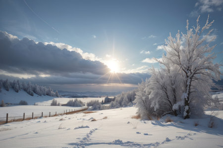 Beautiful winter landscape in the wild mountainsの素材