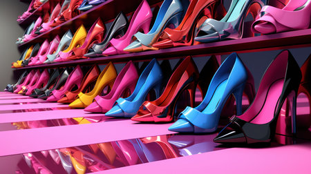 High heel shoes. 3d render illustration.の素材