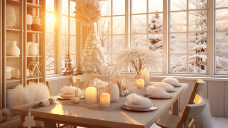 Beautiful Christmas and New Year interior. 3D Rendering.の素材