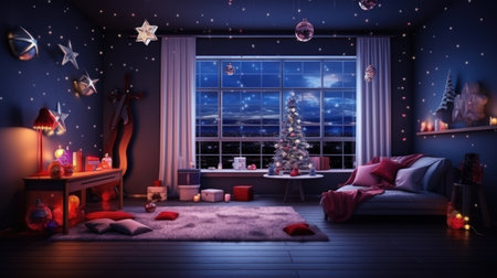 Living room in a Christmas atmosphereの素材