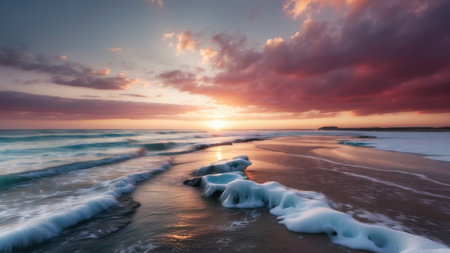 Beautiful seascape at sunset. Nature composition. Long exposure.の素材