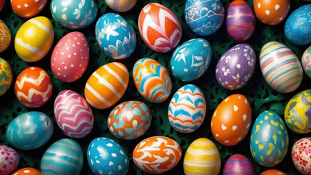 Colorful easter eggs background. Happy easter. Colorful Easter eggs backgroundの素材