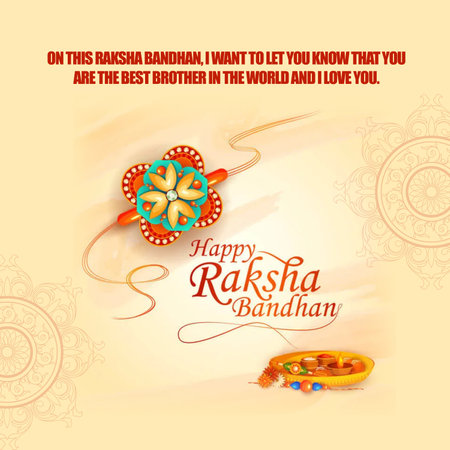 Happy Raksha Bandhan .beautiful raksha bandhan festival greeting card.  Happy raksha bandhan background with text in rakhi designの写真素材