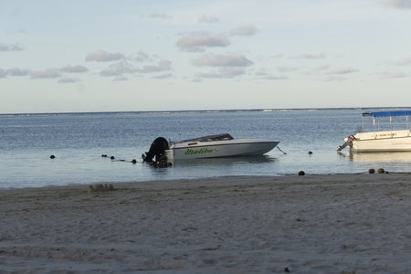 Fishing boat on the beach in the north of india.の写真素材