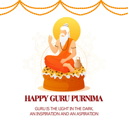 Happy Guru Purnima Gautama Buddha, silhouette, stars, Mandala. Traditional Festival Poster Banner Design Template.の写真素材