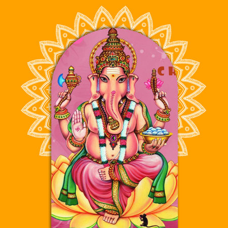 happy Ganesh Chaturthi greetings. vector illustration design.の写真素材