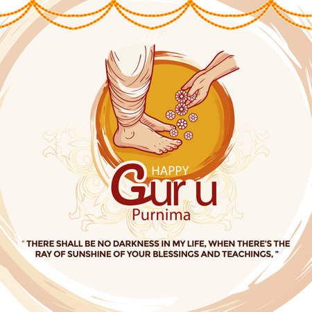 Happy Guru Purnima Gautama Buddha, silhouette, stars, Mandala. Traditional Festival Poster Banner Design Template.の写真素材