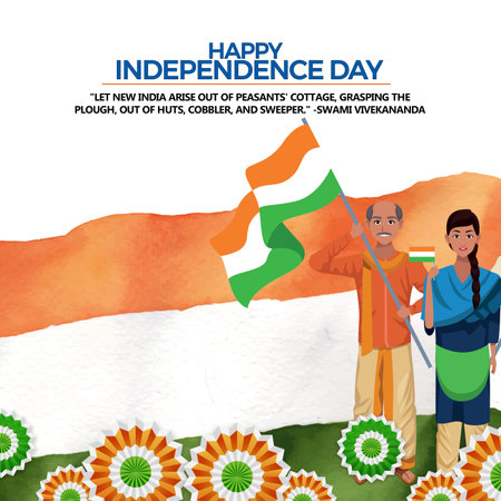illustration of Indian tricolor background for 15th August Happy Independence Day of Indiaの写真素材