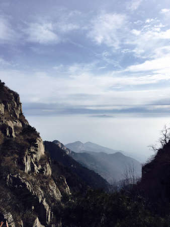 multi peak mountains sceneryの写真素材