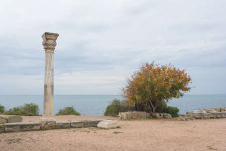 the ruins of the ancient Greek polis Chersonese in Sevastopol, Crimeaの写真素材