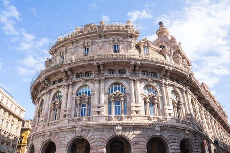 GENOA, ITALY - March 06, 2017: Palazzo della Nuova Borsa and Piazza Ferrari