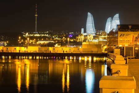 BOULEVARD IN BAKU AZERBAIJAN- JUNE 13, 2016: Baku Boulevard is a pedestrian promenade that runs...
