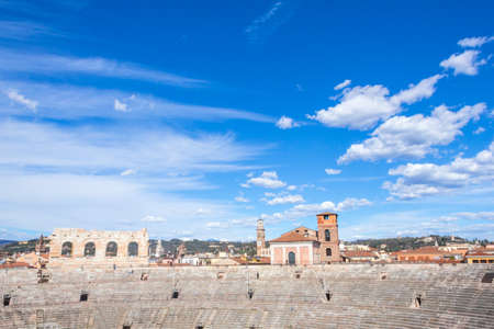 The Verona Arena is a Roman amphitheatre in Piazza Bra in Verona, Italy built in the first centuryの写真素材