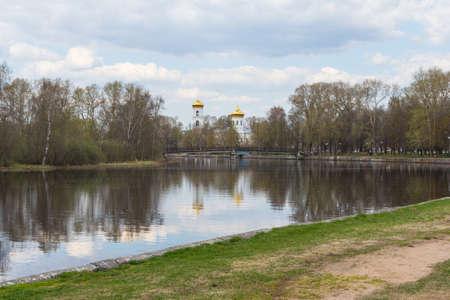 The Tsna River in Vyshny Volochyok, Russiaの写真素材