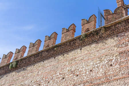 Medieval walls of Castelvecchio Castle in Verona Italyのeditorial素材