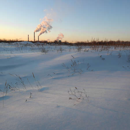 View of a winter industrial landscapeの写真素材