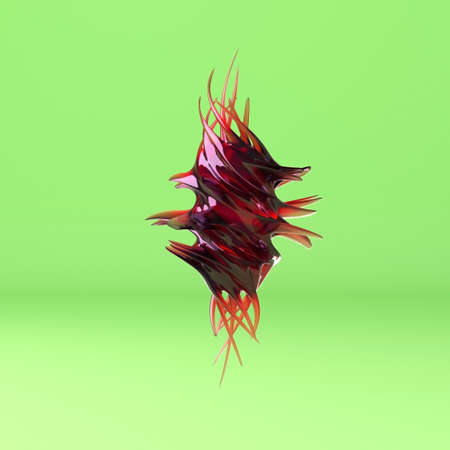 Abstract glass shape on yellow backgroundの写真素材