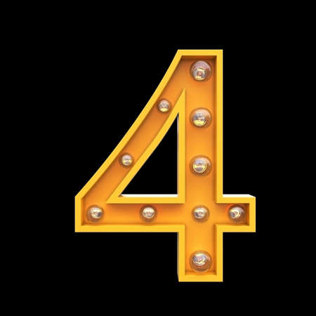 Numbers lamps light 3d illustrationの写真素材