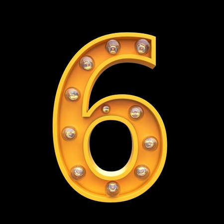 Numbers lamps light 3d illustrationの写真素材
