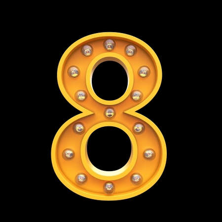Numbers lamps light 3d illustrationの写真素材
