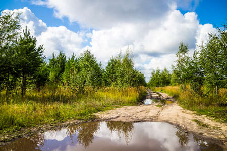 dirt roads in Russia after the rainの写真素材