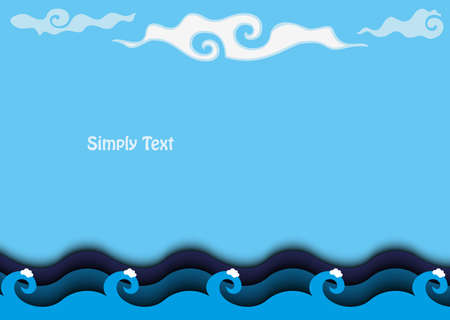 Cartoon background sea with cloudsのイラスト素材