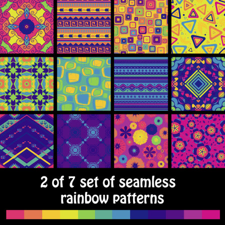 2 of 7 seamless rainbow patternsのイラスト素材