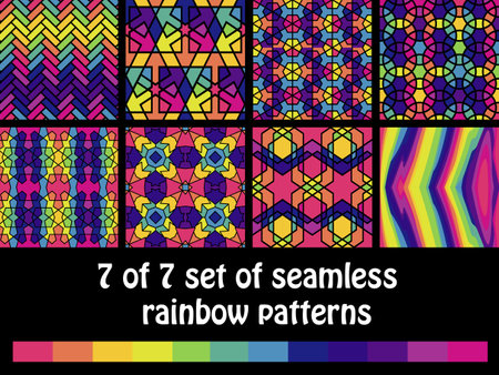 7 of 7 seamless rainbow patternsのイラスト素材
