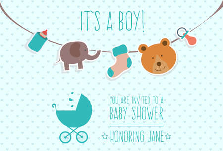 Blue Baby Shower Invitation Card Designのイラスト素材