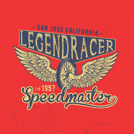 Legend Racers Vintage Motorcycles T-Shirt Designのイラスト素材