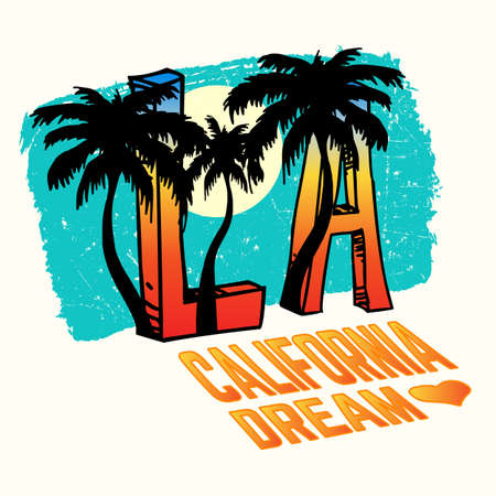 California Dream, Los Angeles Background with Palm Treesのイラスト素材