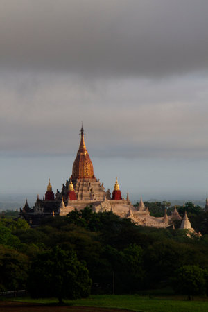 the Temple and Pagoda Fields in Bagan in Myanmar in Southeastasia.の写真素材