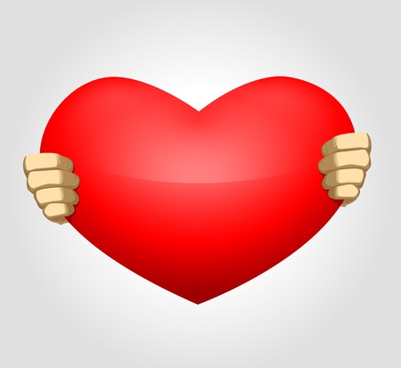 Image of hands holding heart, showing care and truenessのイラスト素材