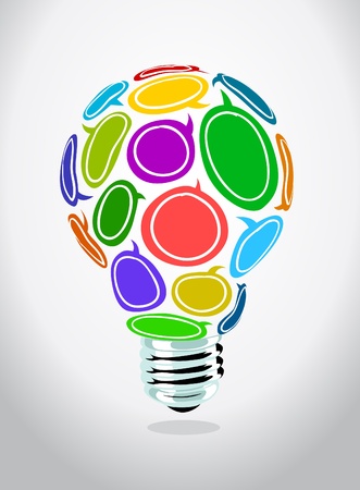 Image of speech bubbles shaping a light bulbのイラスト素材