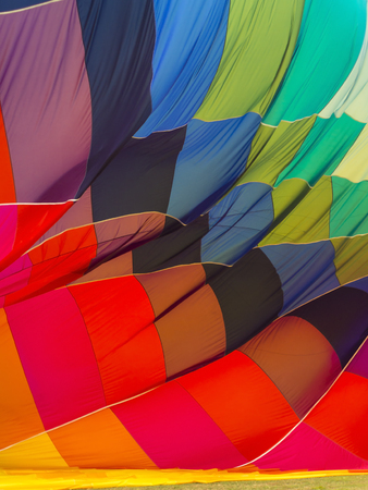 Hot air balloon material close up during ascension or deflationの写真素材