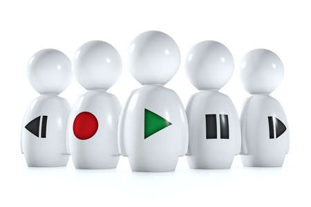 3d humans with stereo symbols isolatend on a white backgroundの写真素材