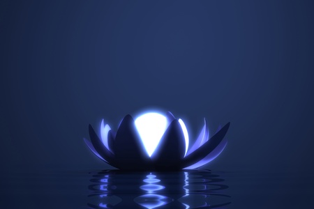 Zen flower lotus with glowing sphere in the middleの写真素材