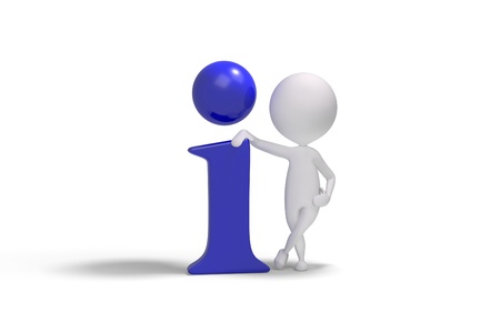 3d human with info icon on white backgroundの写真素材