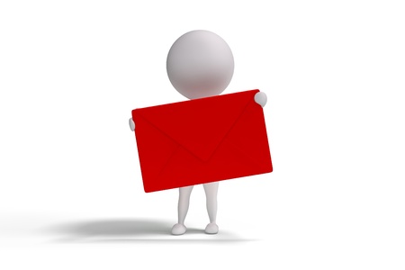 3d human with red letter on white backgroundの写真素材
