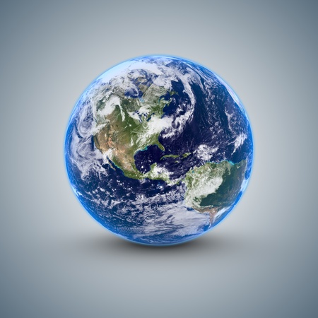 World isolated on blue gray backgroundの写真素材